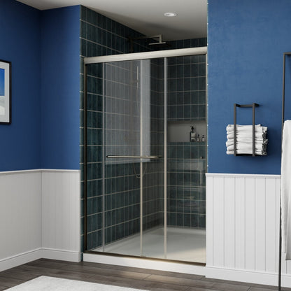 Glide 44-48" x 72" Framed Shower Door in Brushed Nickel,Water Repellent Glass Shower Door,Easy Glide Rollers Sliding Shower Door