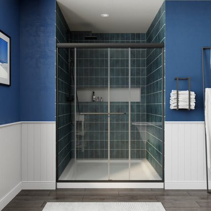 Glide 50-54 in. W x 70 in. H Sliding Glass Shower Doors Frame in Black,Clear Tempered Glass