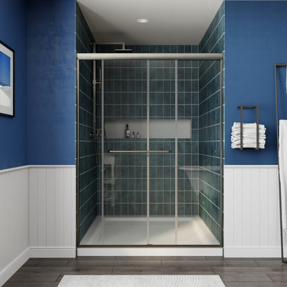 Glide Framed Shower Door 50-54 in. W x 72 in. H Bypass Sliding Shower Enclosure,Brushed Nickel,Double Sliding Glass Bathroom Doors