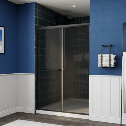 Glide-GR Framed Shower Door 44-48 in. W x 70 in. H Bypass Sliding Shower Enclosure,Matte Black,Double Sliding Smoke Gray Glass