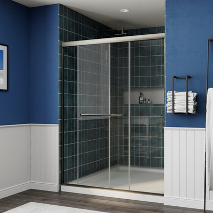 Glide Framed Shower Door 50-54 in. W x 72 in. H Bypass Sliding Shower Enclosure,Brushed Nickel,Double Sliding Glass Bathroom Doors