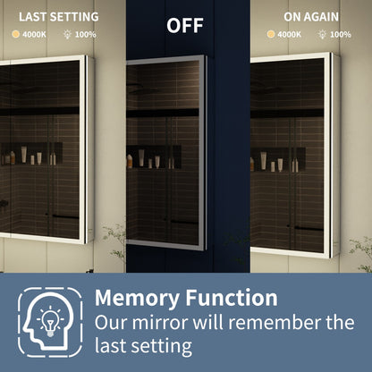 Illusion 40" x 32" LED Medicine Cabinet with Lights, Magnifiers Front and Back Light