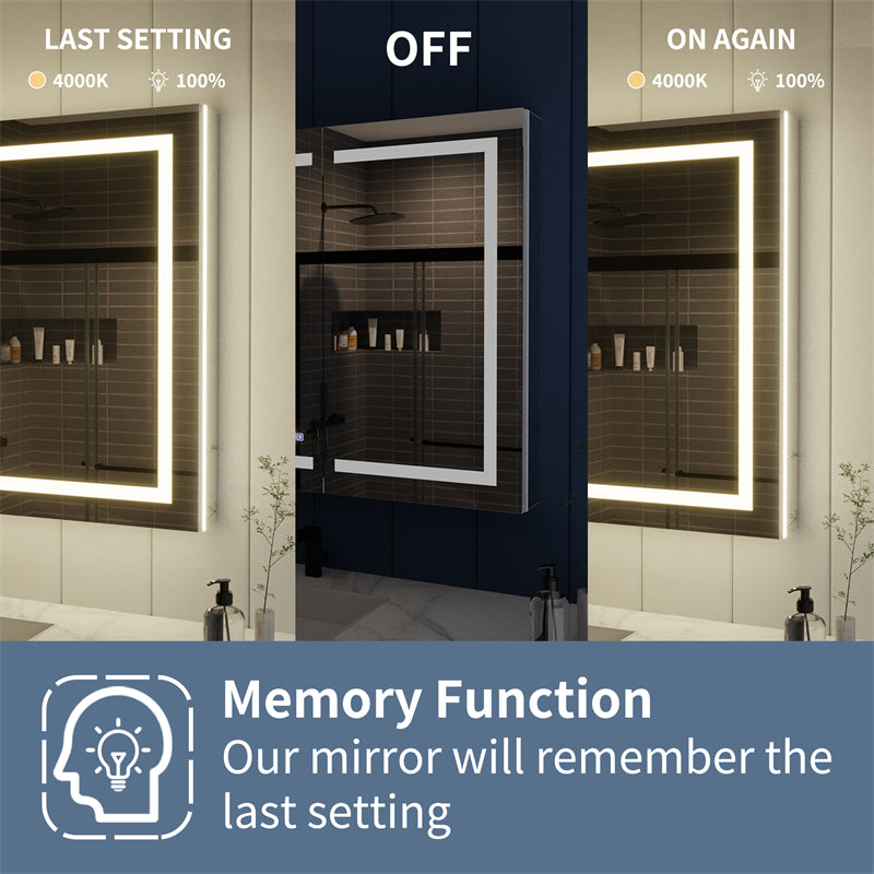 Illusion-B 66" x 36" LED Lighted Inset Mirrored Medicine Cabinet with Magnifiers Front and Back Light - ExBriteUSA