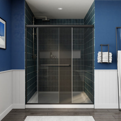 Glide-GR Framed Shower Door 56-60 in. W x 70 in. H Bypass Sliding Shower Enclosure,Matte Black,Double Sliding Smoke Gray Glass