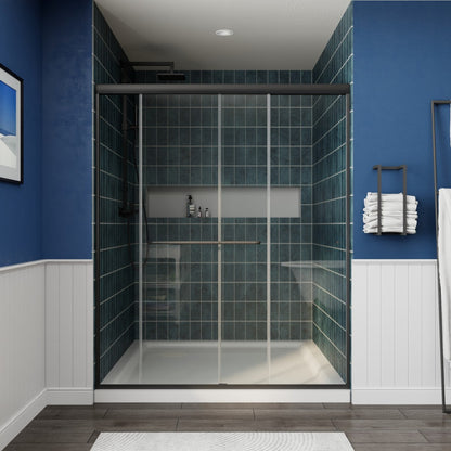 Glide Framed Shower Door 56-60 in. W x 72 in. H Bypass Sliding Shower Enclosure,Matte Black,Double Sliding Glass Bathroom Doors