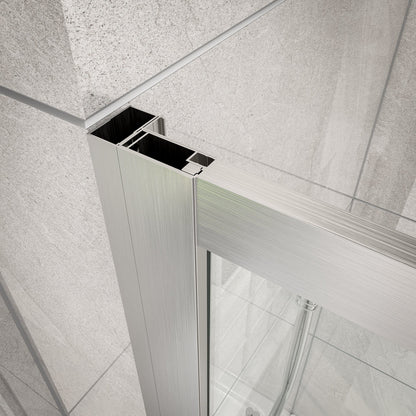 Holden 50-54"W x 70"H Easy Clean Shatter Proof Double Framed Sliding Shower Door with 1/4" (6mm) Clear SGCC Tempered Glass,Brush Nickel