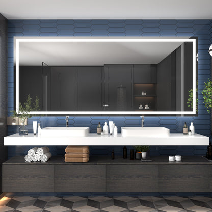 Apex-T 108" W x 48" H Lighted Bathroom Large Light Led Mirror,Anti Fog,Dimmable,Three Lighting Modes