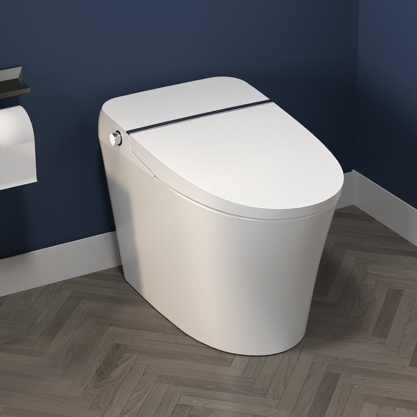 ExBrite Smart Toilet, Dual Flush 1-1.28 GPF, Tank less with Adjustable Temp Heated Seat, Foot sensor, Night Light,Power Outage Flushing - ExBriteUSA