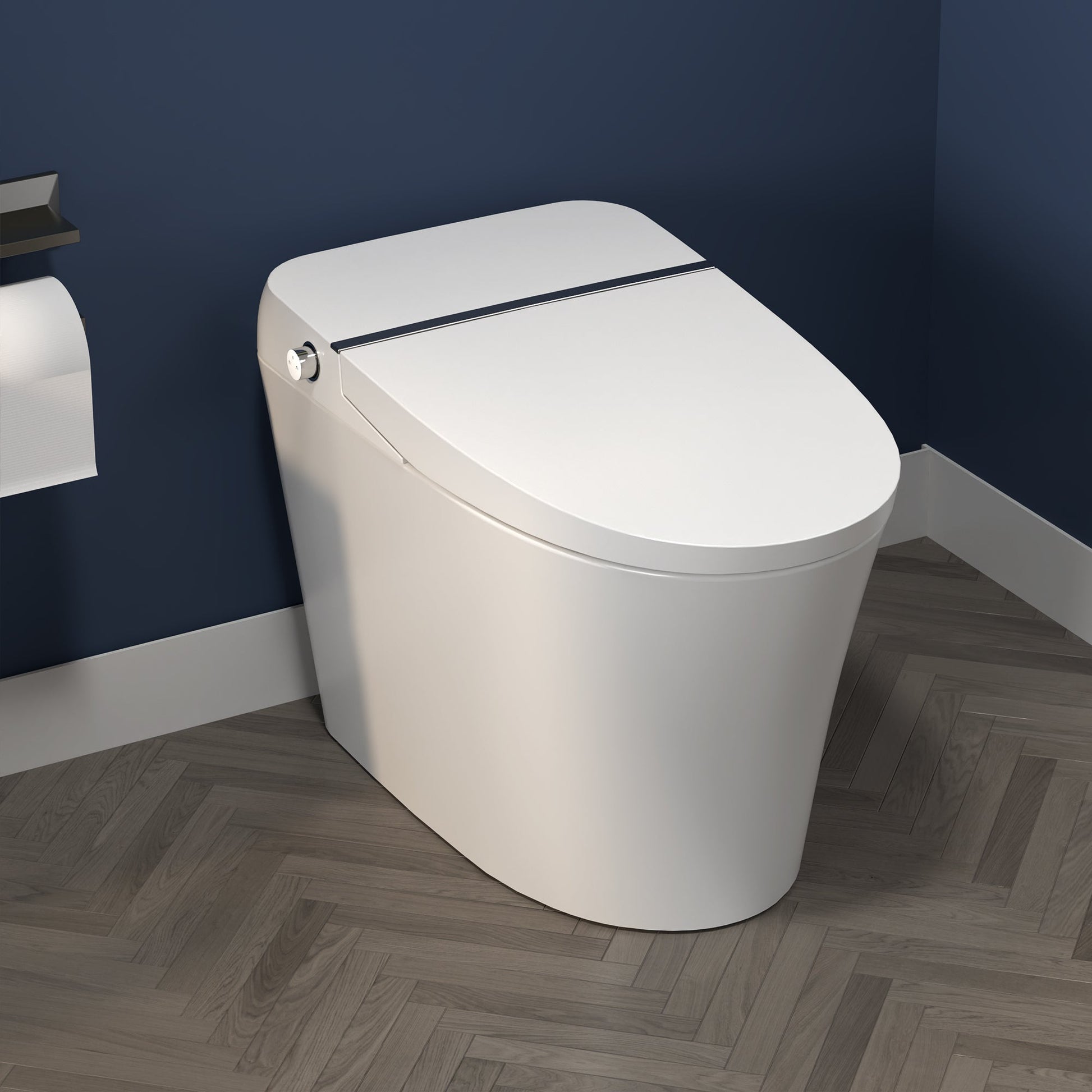 ExBrite Smart Toilet, Dual Flush 1-1.28 GPF, Tank less with Adjustable Temp Heated Seat, Foot sensor, Night Light,Power Outage Flushing - ExBriteUSA
