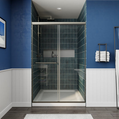 Glide 44-48" x 72" Framed Shower Door in Brushed Nickel,Water Repellent Glass Shower Door,Easy Glide Rollers Sliding Shower Door