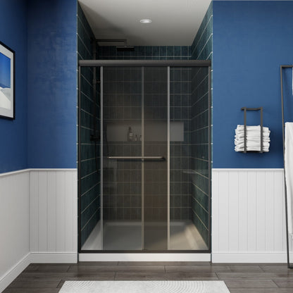 Glide-GR Framed Shower Door 44-48 in. W x 70 in. H Bypass Sliding Shower Enclosure,Matte Black,Double Sliding Smoke Gray Glass