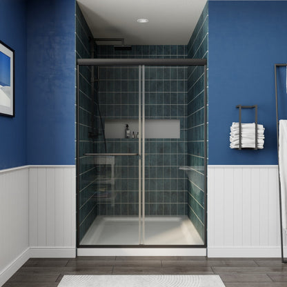 Glide 44-48" Wide x 70" High Sliding Glass Shower Doors Frame in Black,Clear Tempered Glass