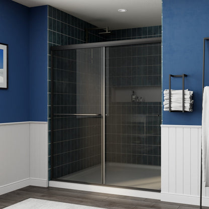 Glide-GR Framed Shower Door 56-60 in. W x 70 in. H Bypass Sliding Shower Enclosure,Matte Black,Double Sliding Smoke Gray Glass