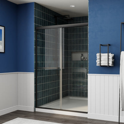Glide 44-48" Wide x 70" High Sliding Glass Shower Doors Frame in Black,Clear Tempered Glass