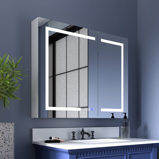 Bathroom Cabinet with USB Port - 36" W x 30" H LED Lighted Medicine Cabinet with Mirror, Recessed or Surface Mounted|ExBrite Boost-M1