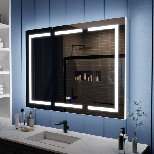 Illusion-B 48" x 36" LED Lighted Inset Mirrored Medicine Cabinet with Magnifiers Front and Back Light