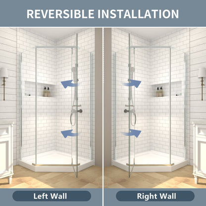 Prism Neo-Angle Frameless Shower Door 36 in. W x 72 in. H Corner Shower Enclosure,6mm Clear Glass,Pivot Shower Doors,Chrome,Not Base