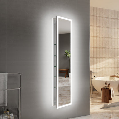Allsum 16-1/8" x 70-1/8" Full Length Lighted Frameless Single Door Medicine Cabinet