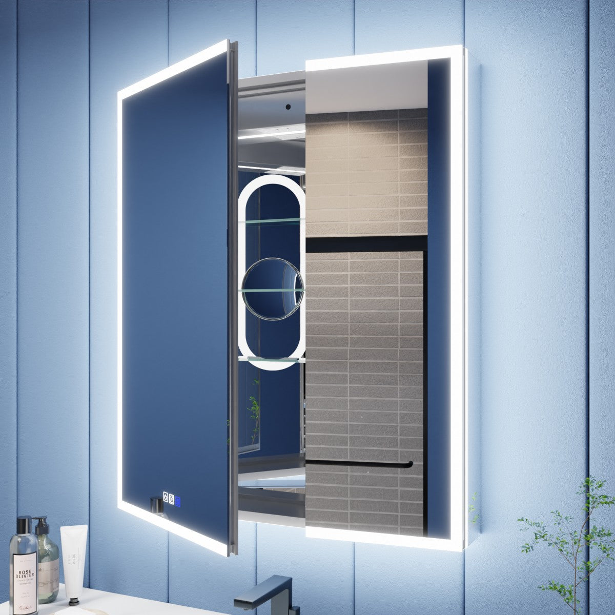 Illusion 36" x 32" LED Surface or Recessed Medicine Cabinet with Mirror Front and Back Light