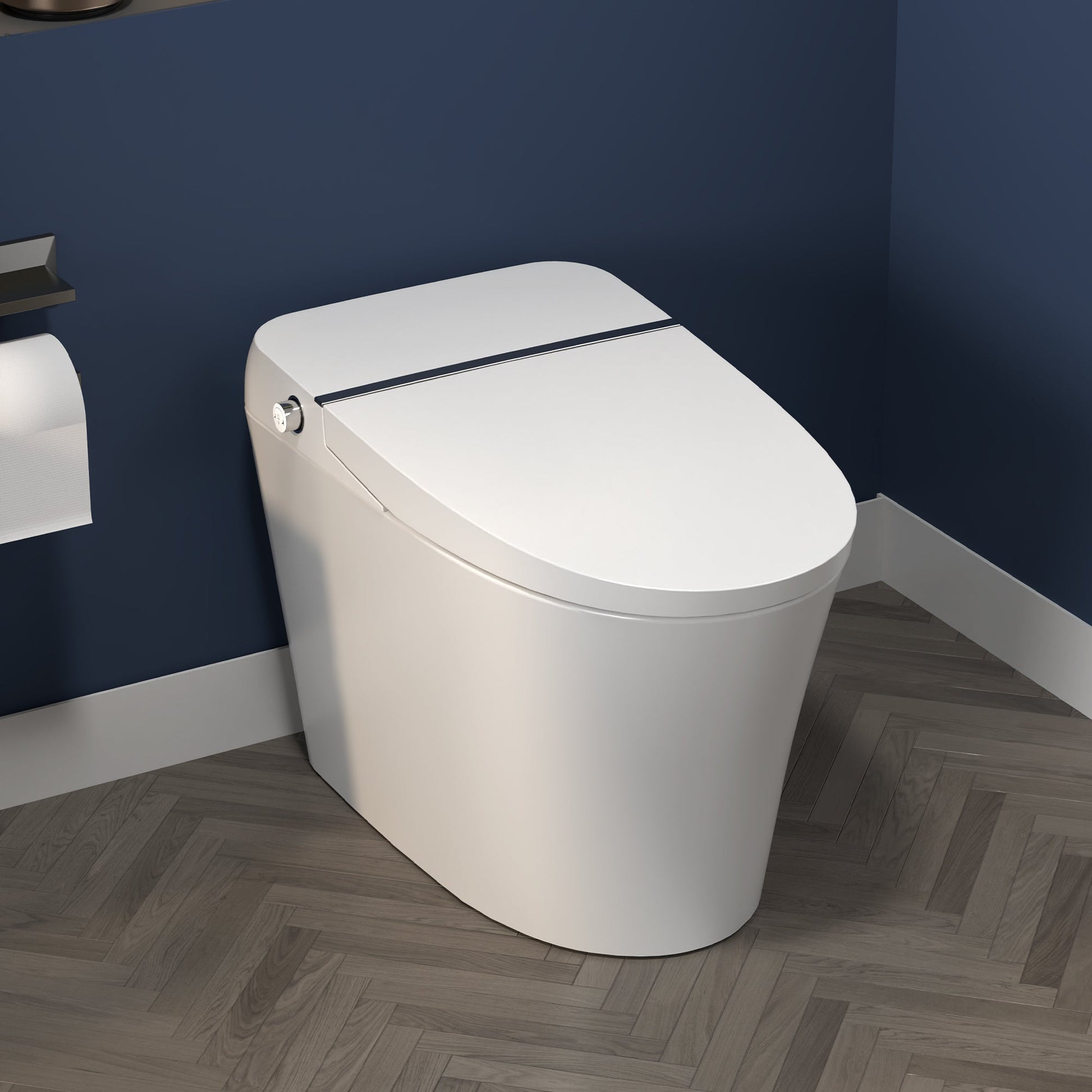 ExBrite Smart Toilet,Bidet with Self-Cleaning Nozzle,Dual Flush 1-1.28 GPF,Clear at room temperature,Knob Control,Power Outage Flushing,Soft Close - ExBriteUSA