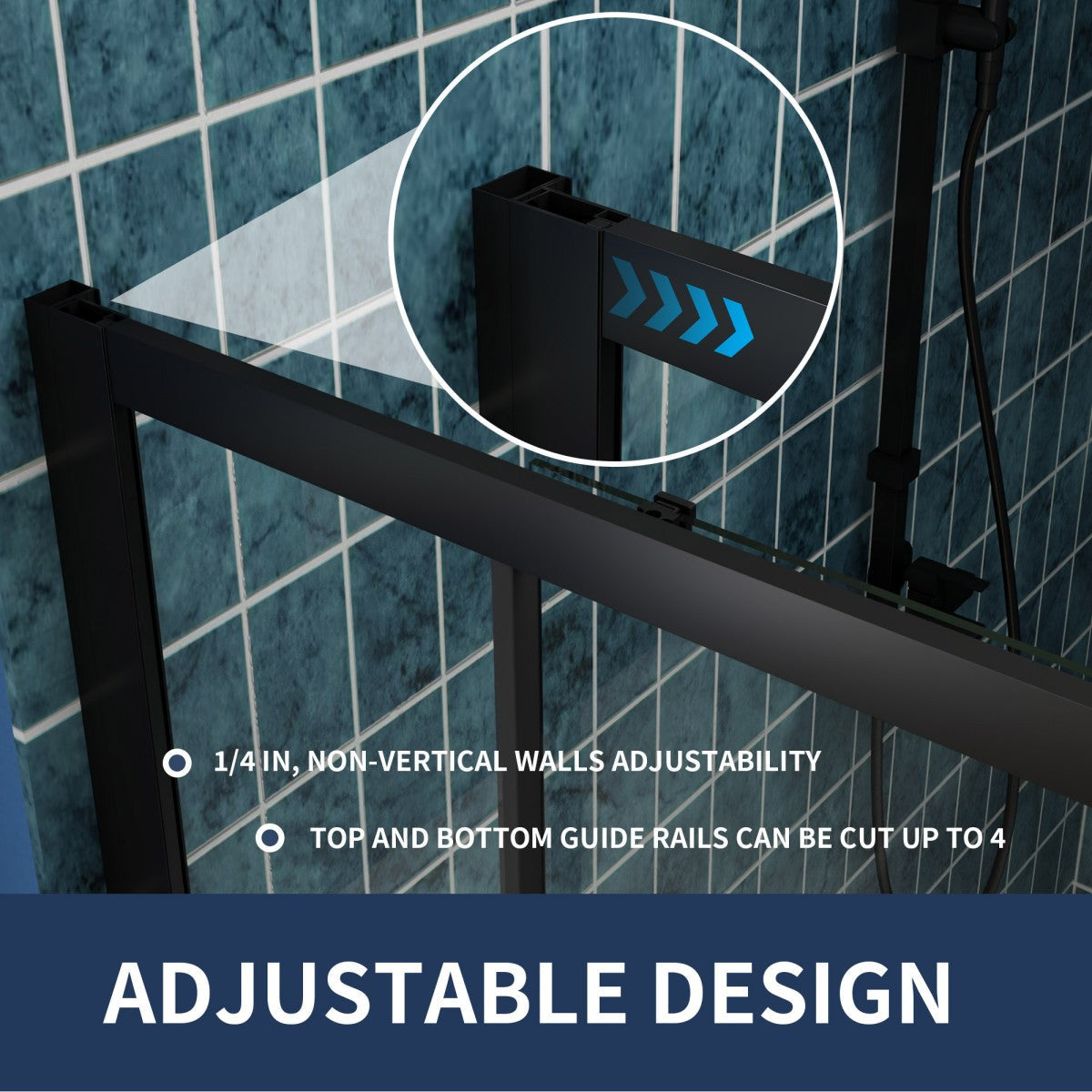 Holden 56-60"W x 70"H Easy Clean Shatter Proof Double Framed Sliding Shower Door with 1/4" (6mm) Clear SGCC Tempered Glass,Matte Black Finish