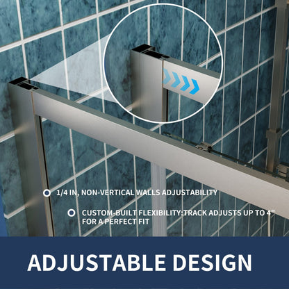 Holden 50-54"W x 70"H Easy Clean Shatter Proof Double Framed Sliding Shower Door with 1/4" (6mm) Clear SGCC Tempered Glass,Brush Nickel