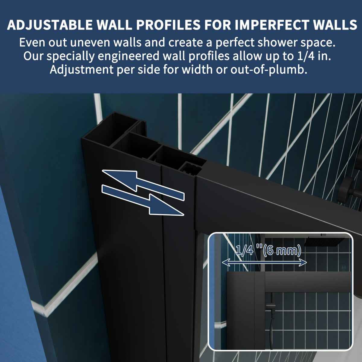 Nexus 56-60W x 70.H Easy Clean Double Framed Sliding Shower Door with 1/4" (6mm) Clear SGCC Tempered Glass,Matte Black Finish (Copy)