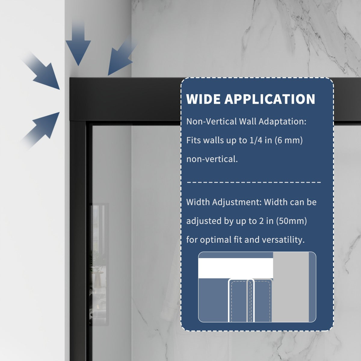 Glide-Bpro 58-60 in. Framed Double Sliding Tub Door,Bypass Bathtub Shower Tempered Glass Door,Matte Black,Explosion-Proof Film