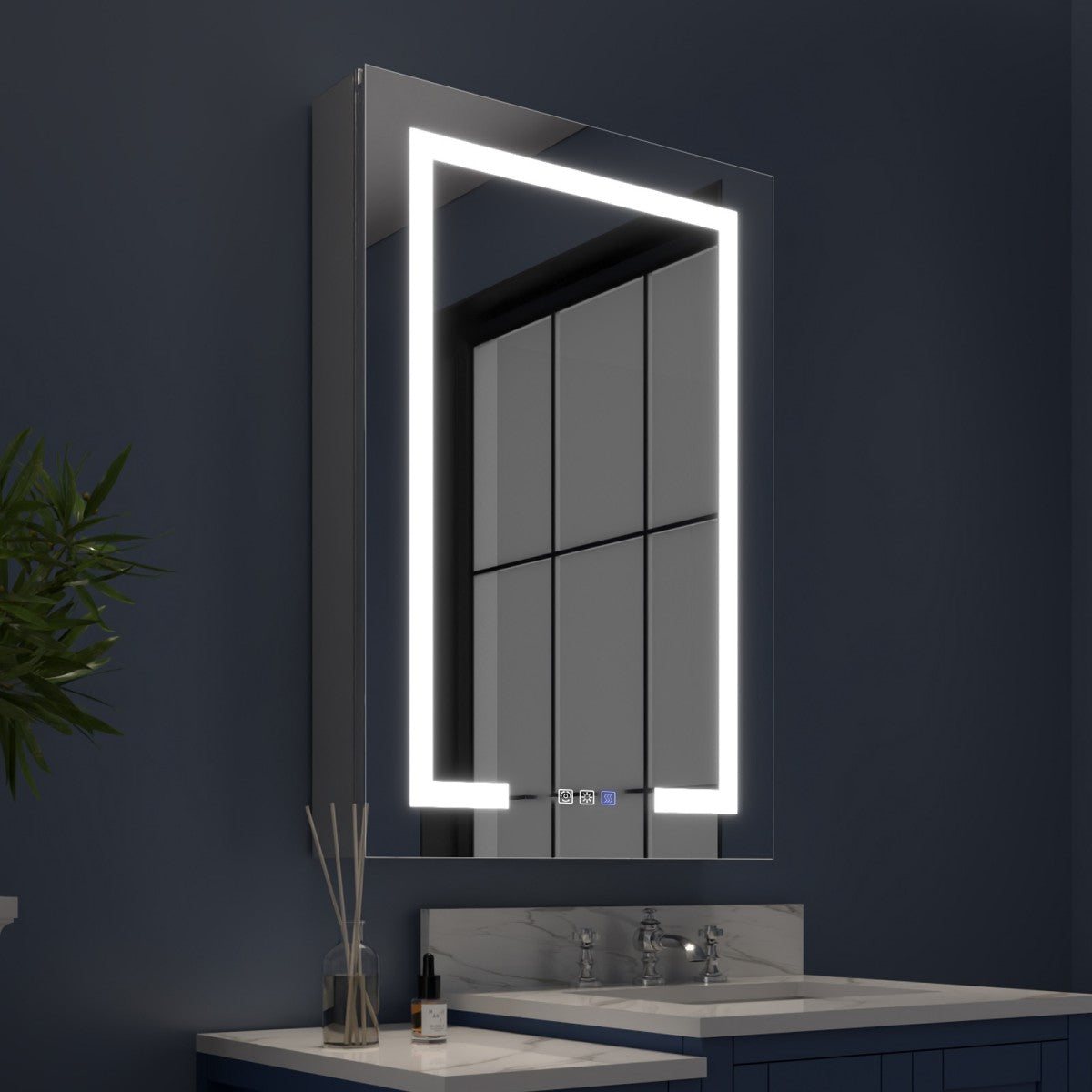 Boost-M2 24" W x 36" H LED Lighted Bathroom Medicine Cabinet with Mirror,Left Hinge