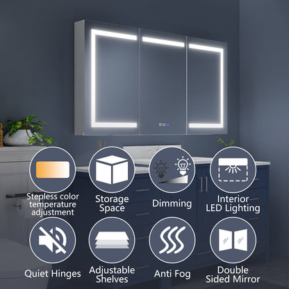 Boost 60" W x 32" H LED Lighted Bathroom Medicine Cabinet with Mirror Recessed or Surface led Medicine Cabinet