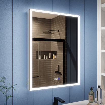 Illusion 24" x 32" LED Lighted Medicine Cabinet with Magnifiers Front and Back Light,Hinge on the Right