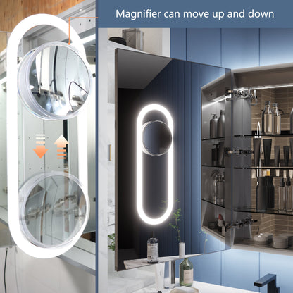 Illusion-B 24" x 36" LED Lighted Inset Mirrored Medicine Cabinet with Magnifiers Front and Back Light - ExBriteUSA