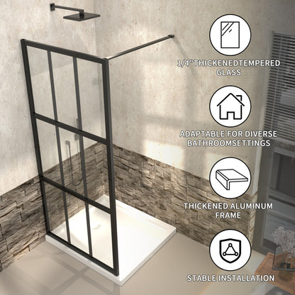 Atlas 34" X 72" Black Shower Door Clear Tempered Glass Framed Shower Screen Walk-in,Corner shower door