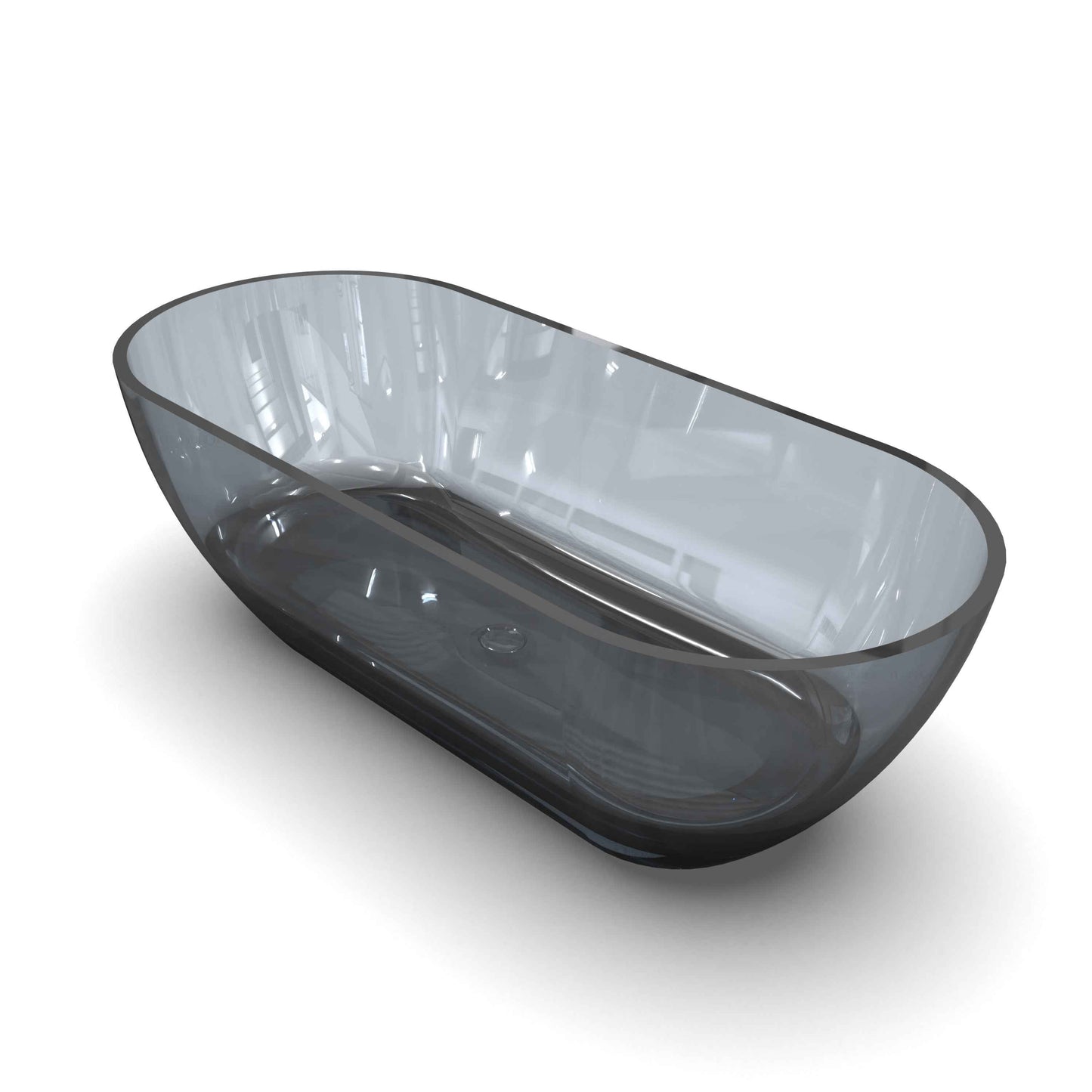 RS 68.9 inch Translucent Grey Blue Oval Freestanding Soaking Bathtub For Bathroom