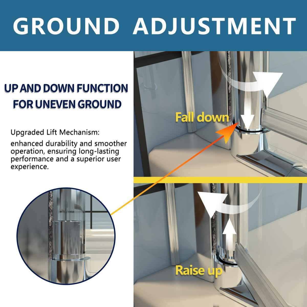 Exbrite Adapt Bifold Shower Door 34-36 in.W x 72 in.H Pivot Swing Shower Doors,Chrome,Clear Tempered Shower Glass