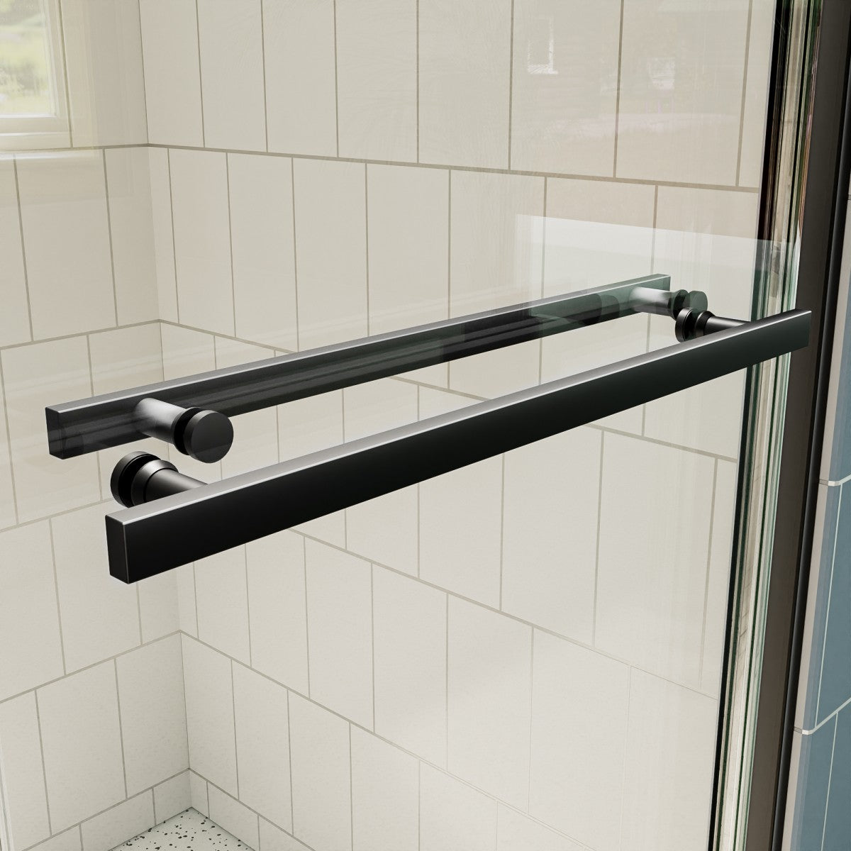 ExRoll 56"-60" Width x 74" Height Shower Sliding Glass,Clear Tempered Glass,Matte Black,Smooth Door Closing,Explosion-proof,Easy-to-clean coating