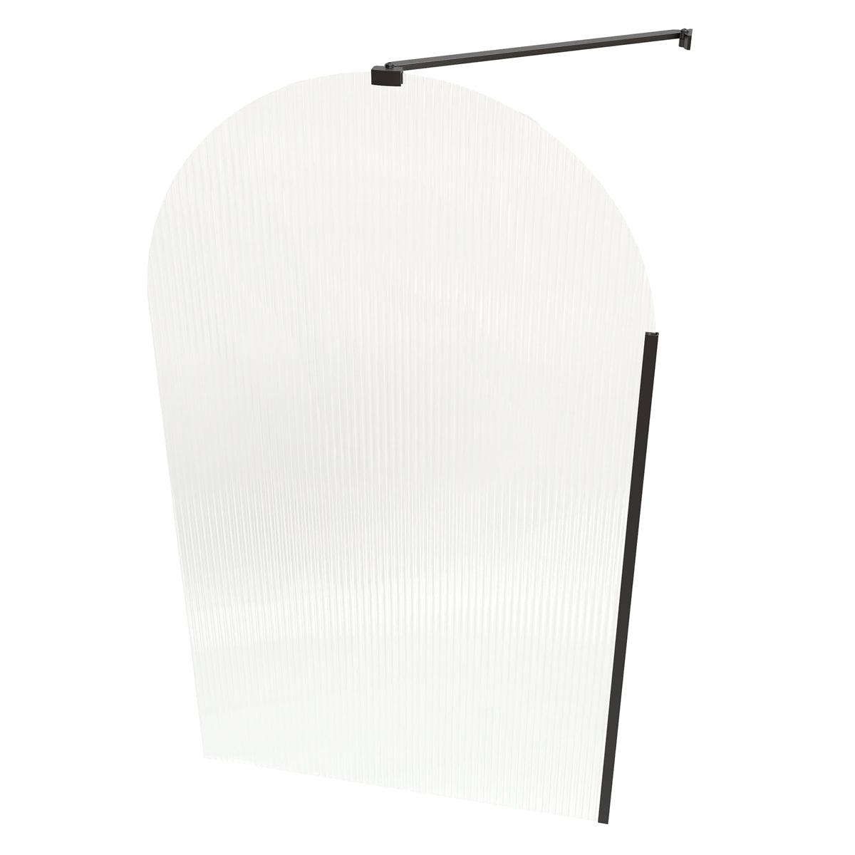 Serenity-S 33" x 58" Bathtub Screen Reeded Glass Shower Panel For Bathtub,Matte Black Finish,Reversible Installation,Semicircle - ExBriteUSA