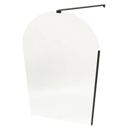 Serenity-S 33" x 58" Bathtub Screen Reeded Glass Shower Panel For Bathtub,Matte Black Finish,Reversible Installation,Semicircle - ExBriteUSA