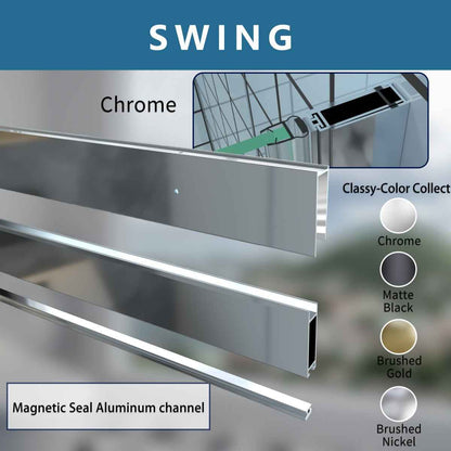 Classy 32-34" W x 72" H Pivot Shower Door Semi-Frameless Hinged in Chrome Install Glass Shower Door