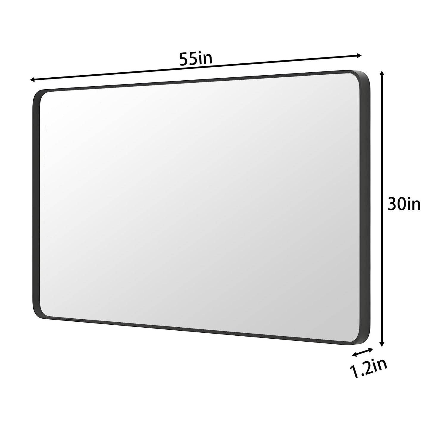 Noir 55" x 30" Vanity Mirror �C Modern, Elegant, Rectangular Wall Mirror with Tempered Glass, Shatterproof, Rust-Resistant, Matte Black Frame for Bathroom, Living Room & Hallway - ExBriteUSA