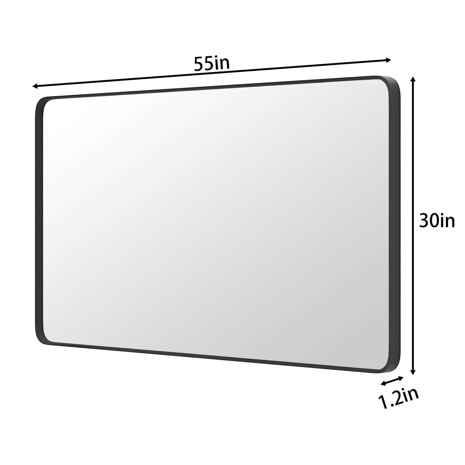 Noir 55" x 30" Vanity Mirror �C Modern, Elegant, Rectangular Wall Mirror with Tempered Glass, Shatterproof, Rust-Resistant, Matte Black Frame for Bathroom, Living Room & Hallway - ExBriteUSA