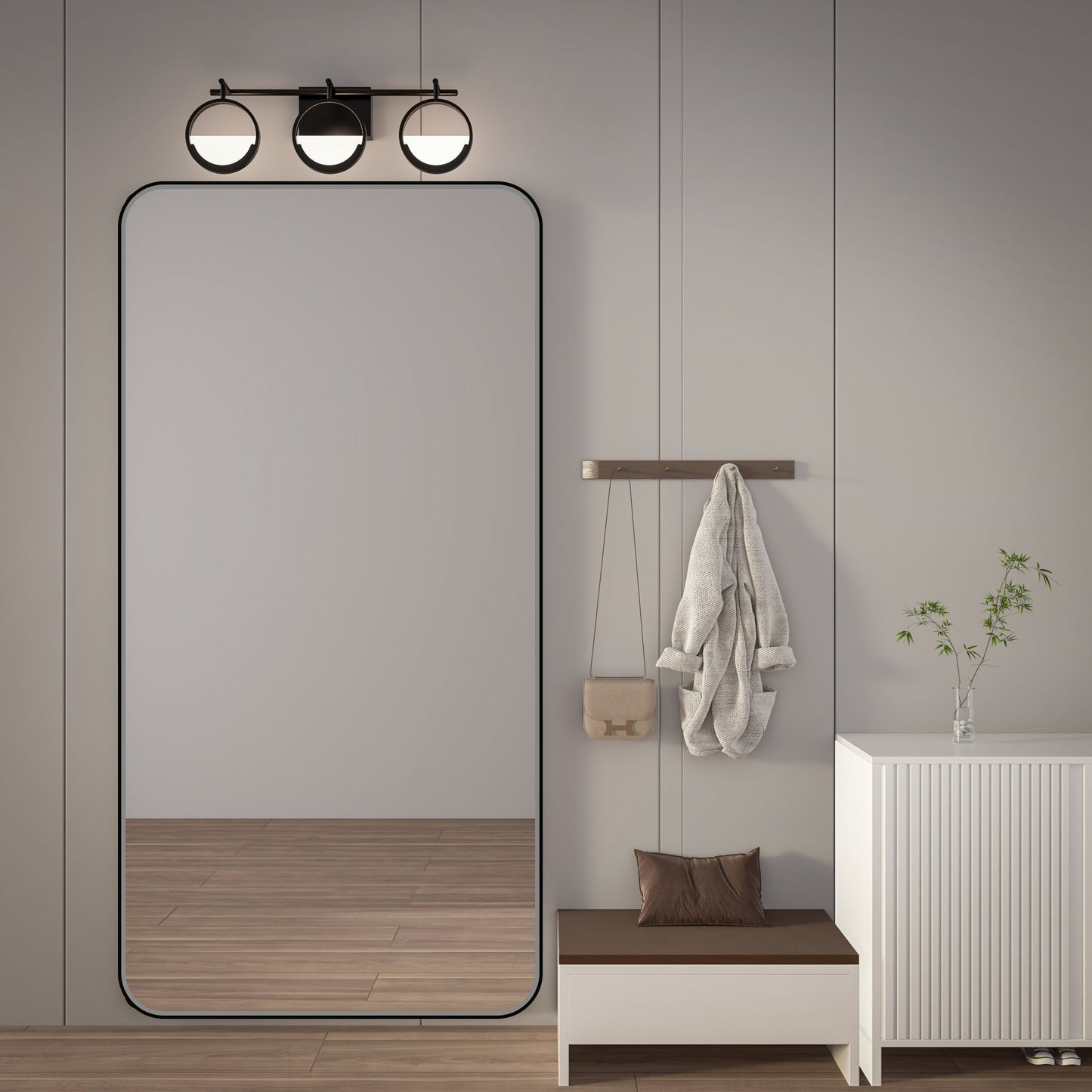 Noir 72" x 36" Vanity Mirror �C Modern, Elegant, Rectangular Wall Mirror with Tempered Glass, Shatterproof, Rust-Resistant, Matte Black Frame for Bathroom, Living Room & Hallway - ExBriteUSA