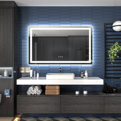 Apex-T 60" W x 36" H Lighted Bathroom Large Light Led Mirror,Anti Fog,Dimmable,Three Lighting Modes