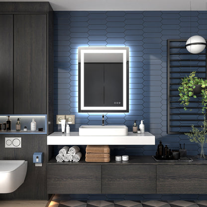 Apex-T 28" W x 36" H Lighted Bathroom Large Light Led Mirror,Anti Fog,Dimmable,Three Lighting Modes