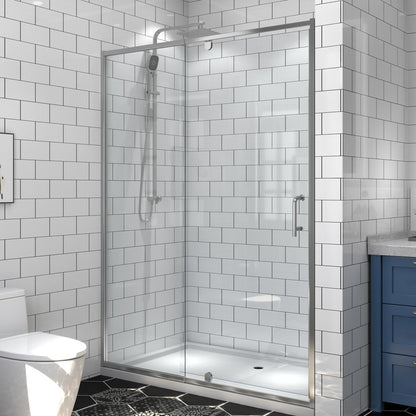 Flexi-B Showers 50-54" W x 71" H Glass Shower Doos Semi-Frameless,6mm Clear Tempered Glass Panel, Black Finish (Copy) - ExBriteUSA