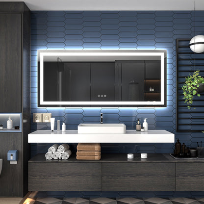 Apex-T 72" W x 32" H Lighted Bathroom Large Light Led Mirror,Anti Fog,Dimmable,Three Lighting Modes