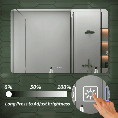 Brivaro 55" x 36" Backlit LED Bathroom Mirror with Nano-Tempered Glass, Anti-Fog, Dimmable, 3 Lighting Modes