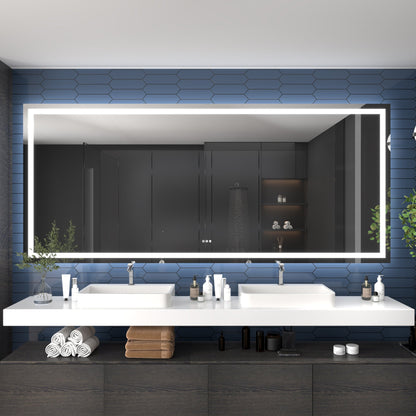 Apex-T 108" W x 48" H Lighted Bathroom Large Light Led Mirror,Anti Fog,Dimmable,Three Lighting Modes