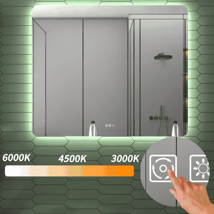 Brivaro 48" x 40" Backlit LED Bathroom Mirror with Nano-Tempered Glass, Anti-Fog, Dimmable, 3 Lighting Modes