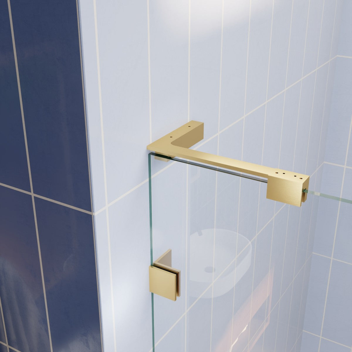 Flexi-L 50-54" W X 70" H Bathroom Glass Shower Doors,Semi-Frameless Brushed Gold,Tempered Glass Shower Door With Handle